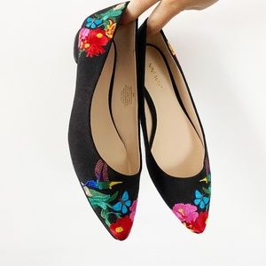 Nine West Floral Embroidered Flats